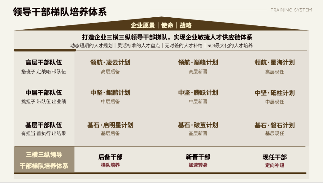 三横三纵领导干部梯队培养体系